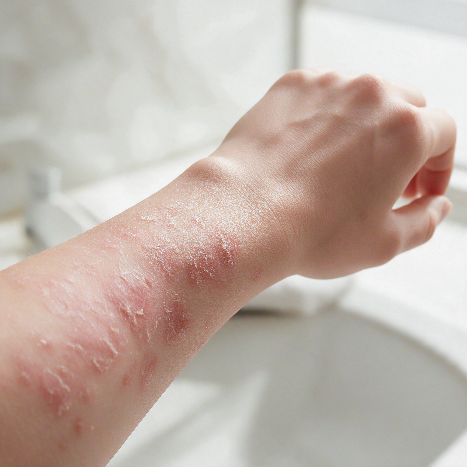 Skin with visible redness and scaling